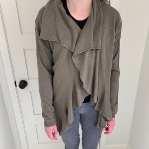 Boho long taupe cardigan sweater